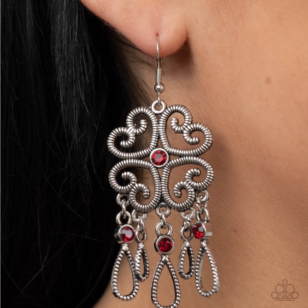Paparazzi Majestic Makeover - Red Earrings